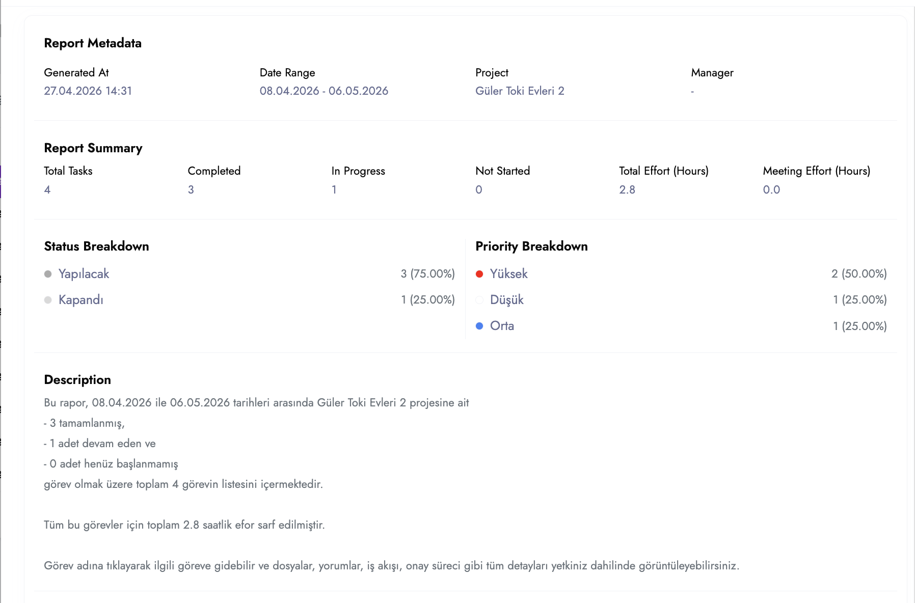 Generated Task Reports