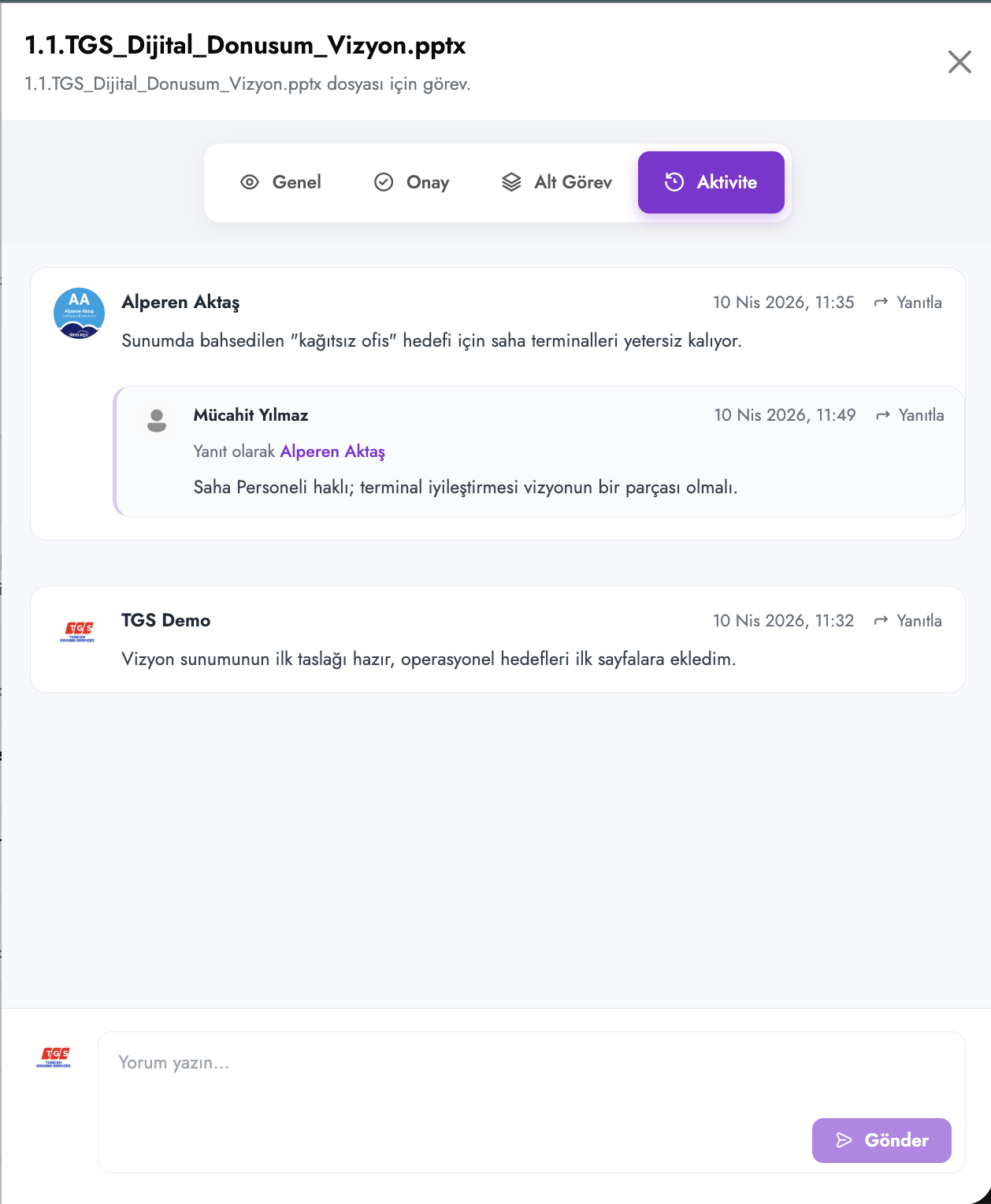 Task Comment Activity