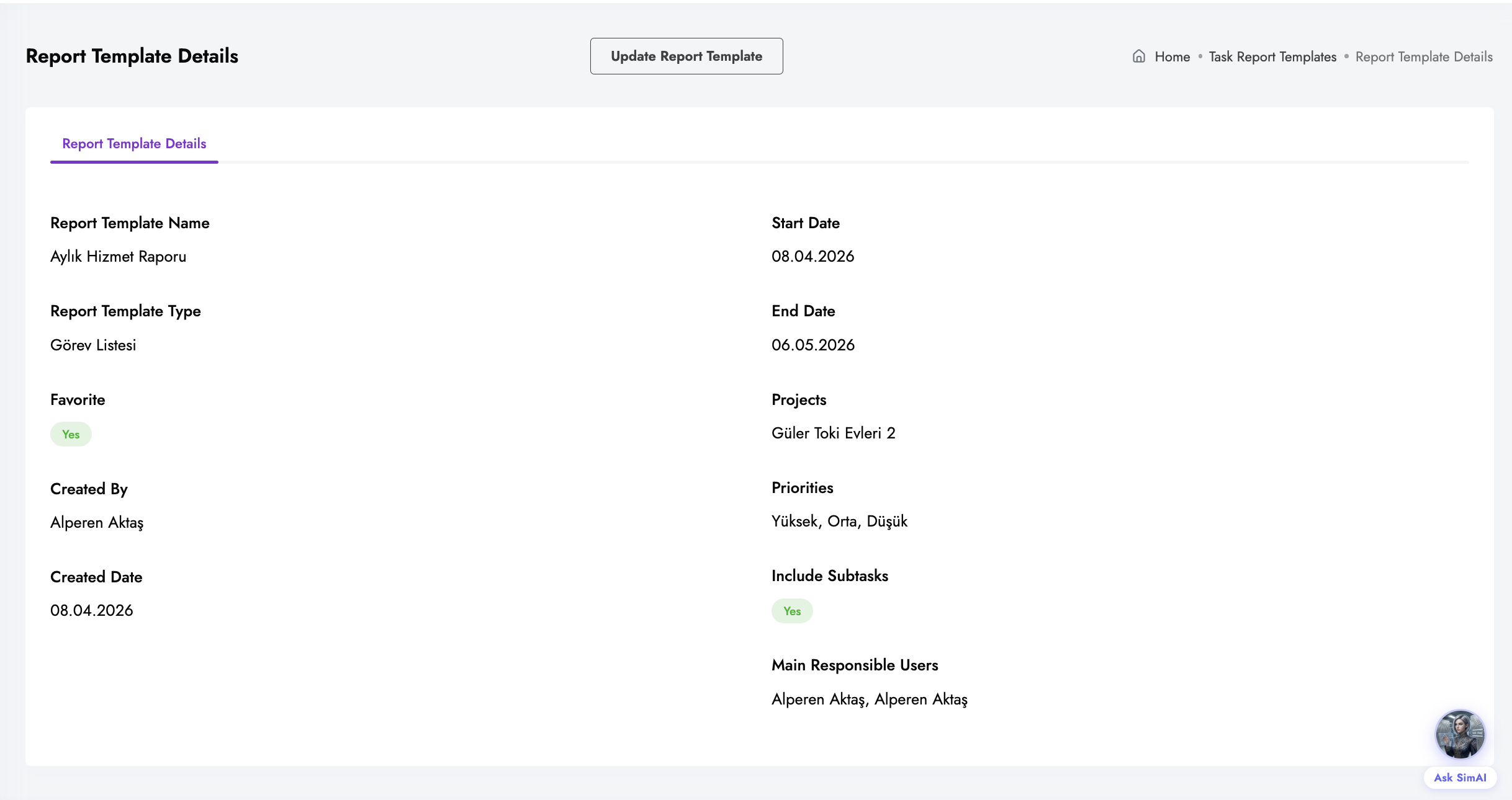 Task Report Detail